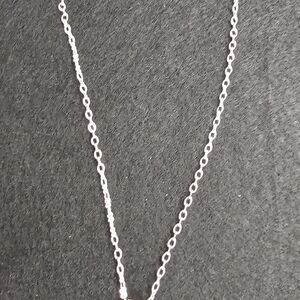 Avon Silver Tone Chain Necklace With Blue Heart Pendent